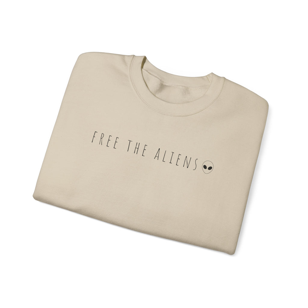 Free the Aliens sweatshirt | minimalist UFO illustration