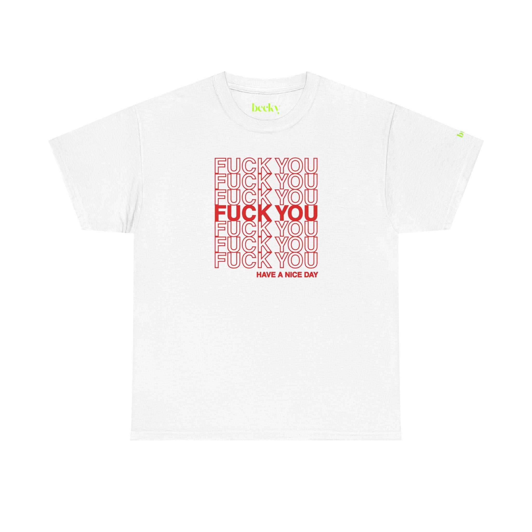 Fuck You Thank You Shopping Bag Tee | Bold Typography Statement Shirt