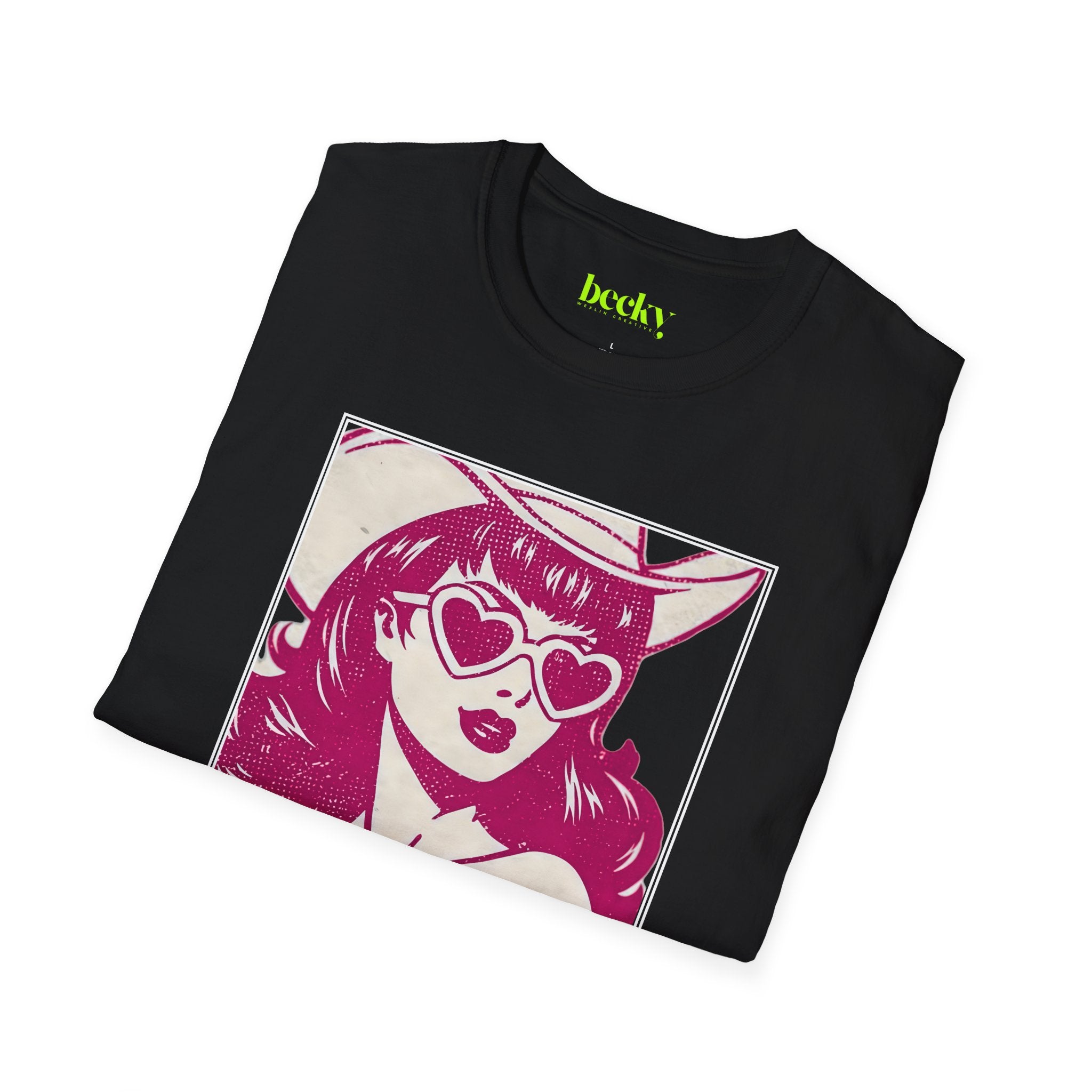 Retro Cowgirl Shirt - Pink Pop Art Graphic Tee - Aesthetic Western T-Shirt - Heart Sunglasses Tattoo Girl Top - Coastal Cowgirl Fashion