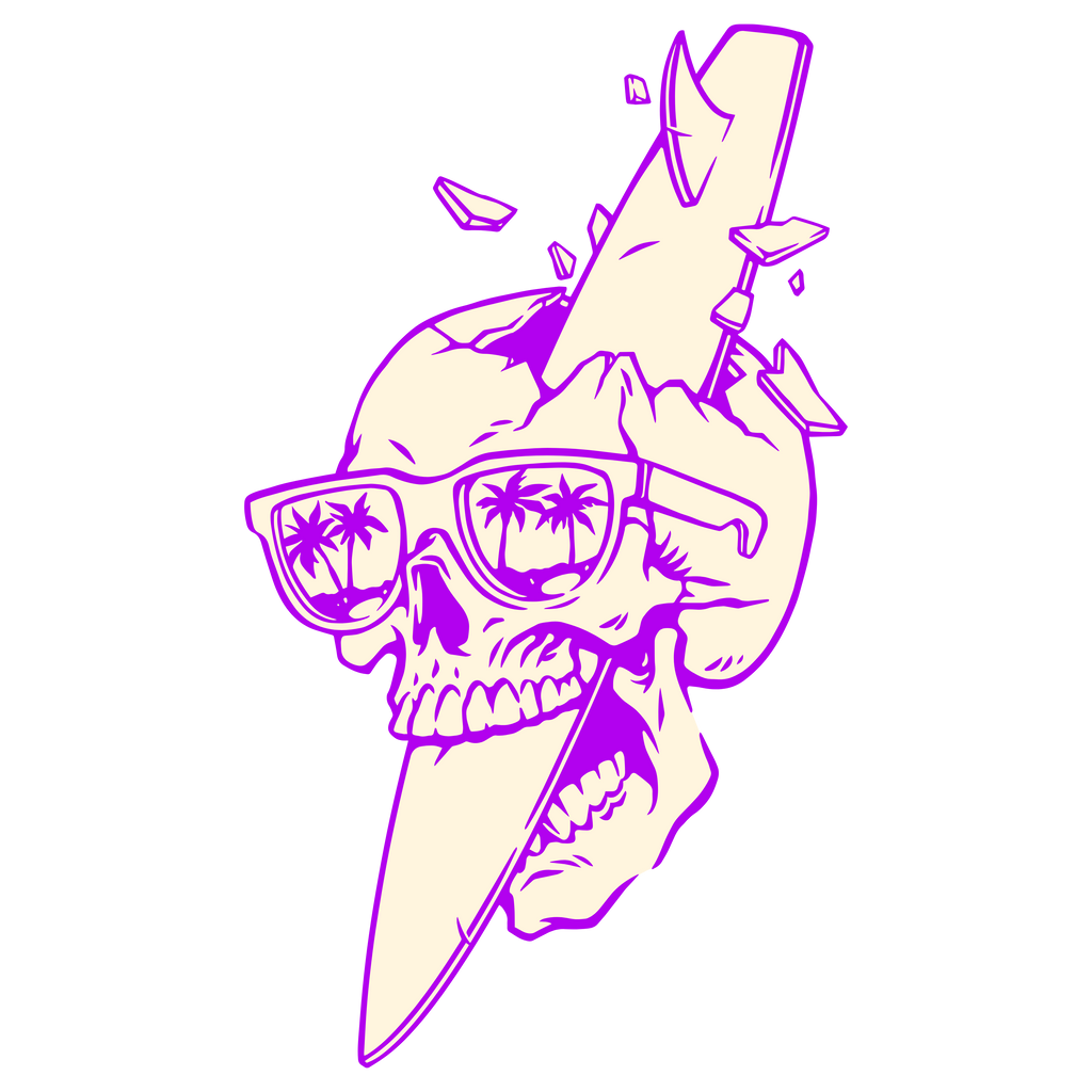 Santa Barbara Skull Surfboard T-Shirt | Retro Beach Graphic