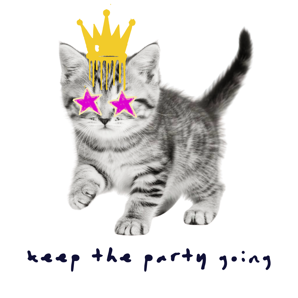 Kitten with Crown and Star Sunglasses Tee | Cute Cat Graphic Shirt