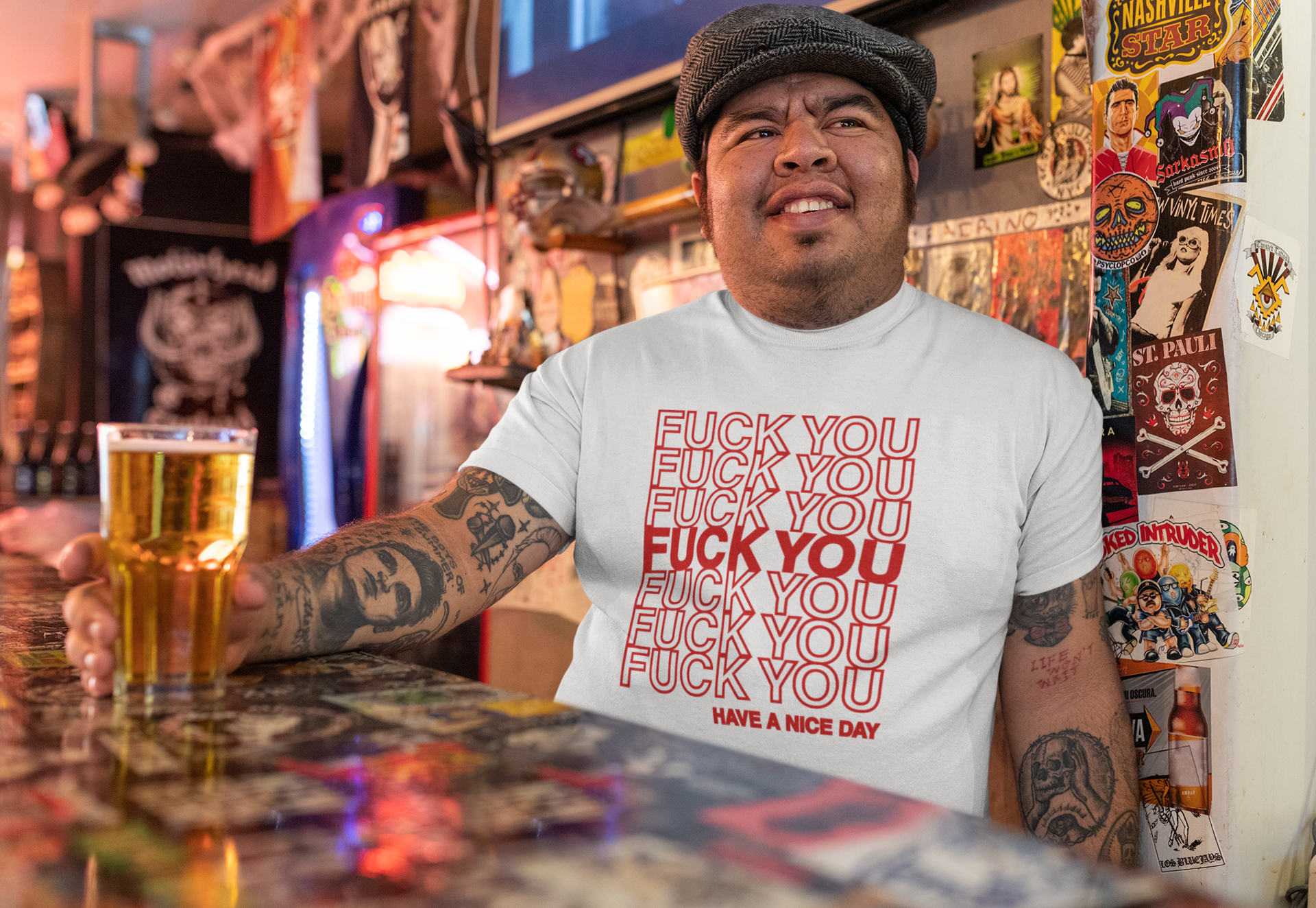 Fuck You Thank You Shopping Bag Tee | Bold Typography Statement Shirt