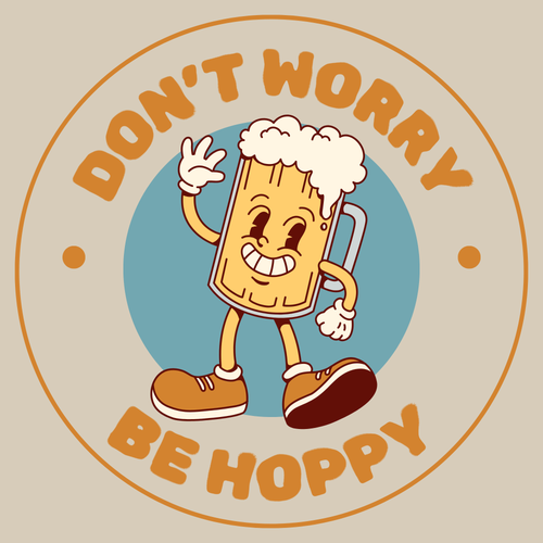 Dont Worry Be Hoppy T-Shirt | Happy Beer Illustration