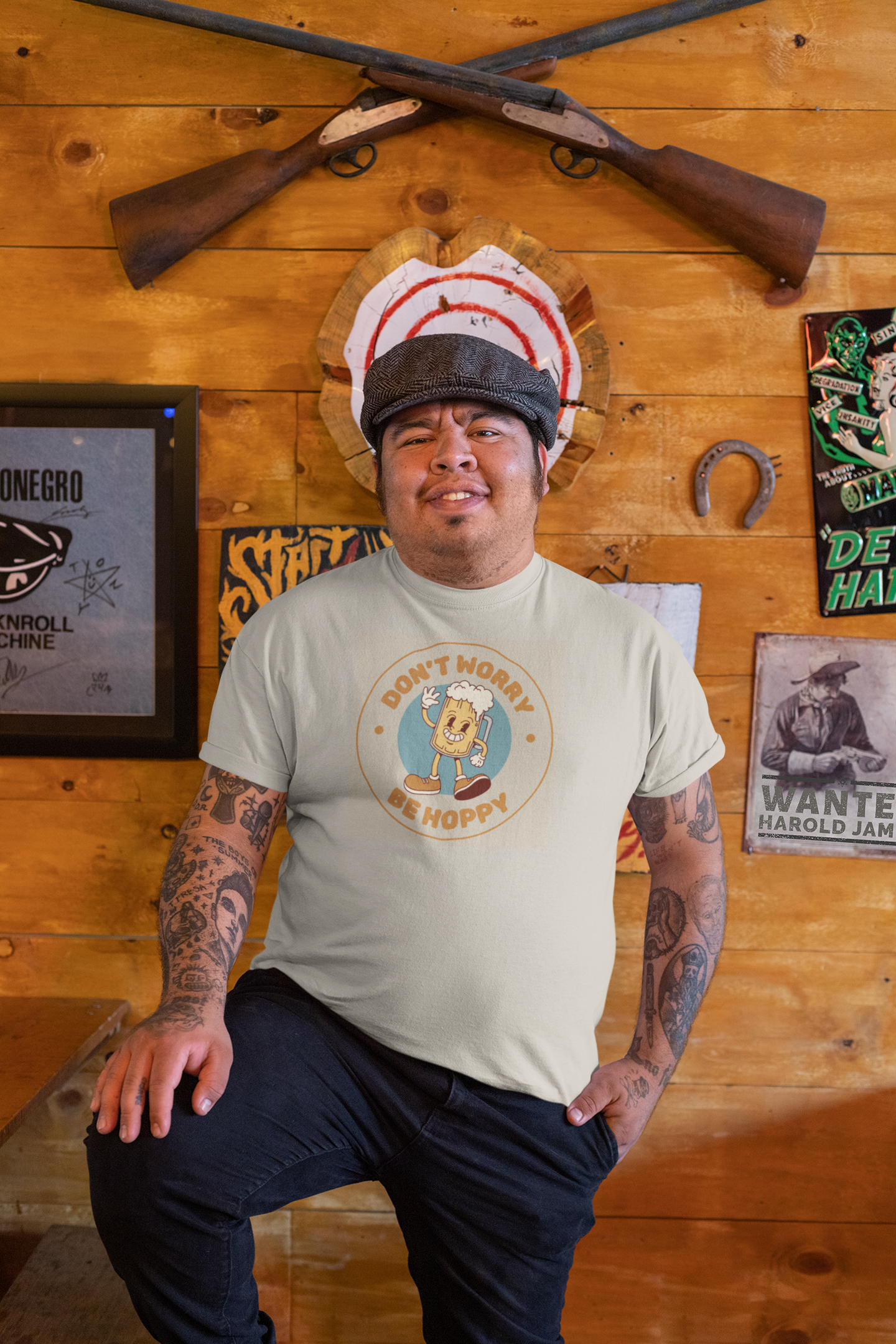 Dont Worry Be Hoppy T-Shirt | Happy Beer Illustration