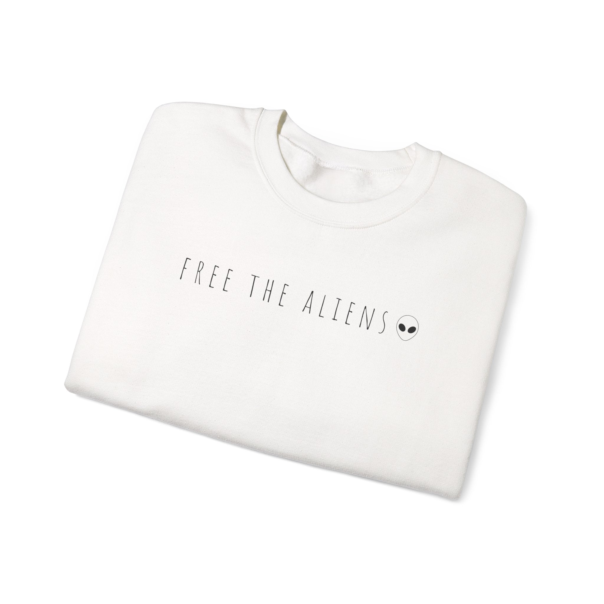 Free the Aliens sweatshirt | minimalist UFO illustration
