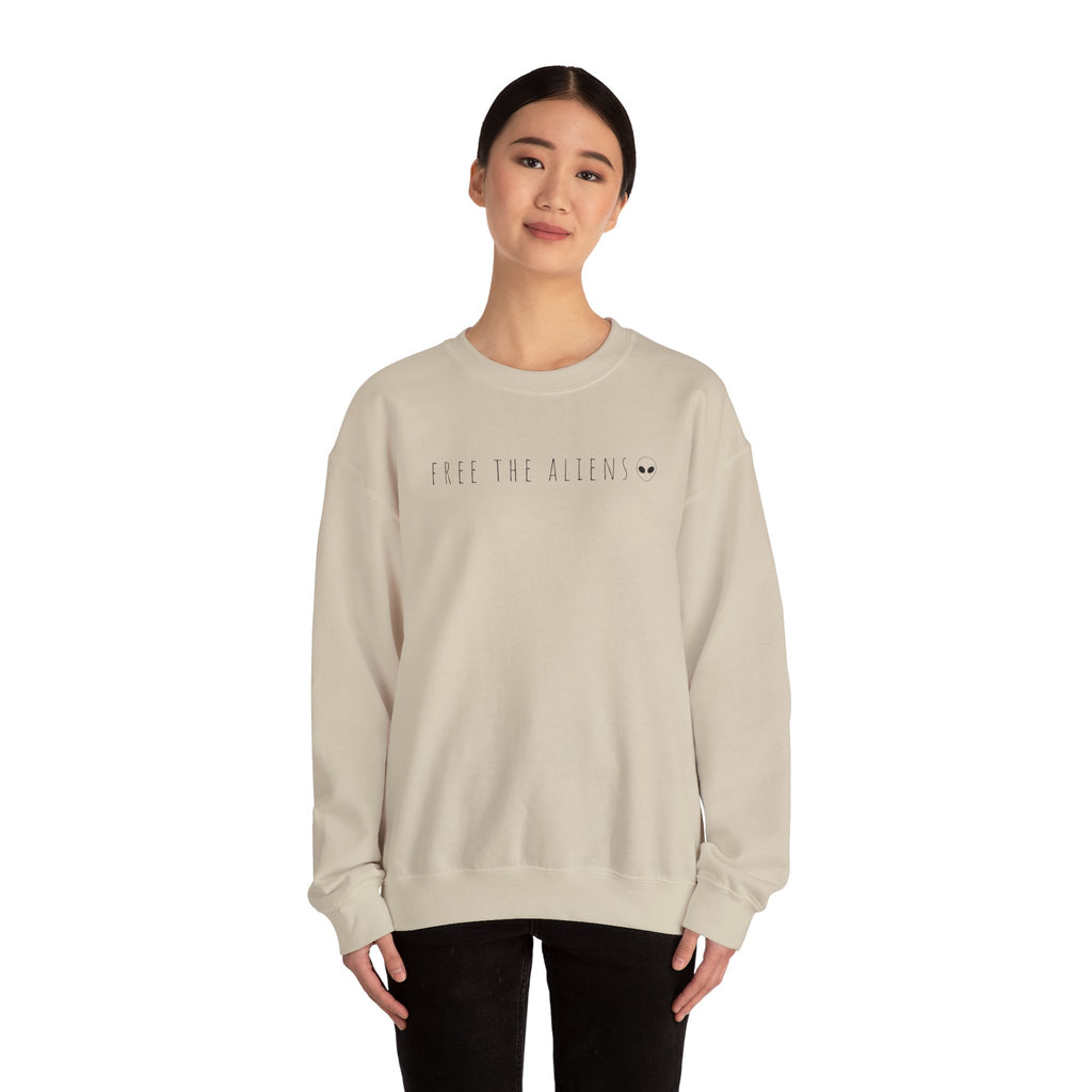 Free the Aliens sweatshirt | minimalist UFO illustration