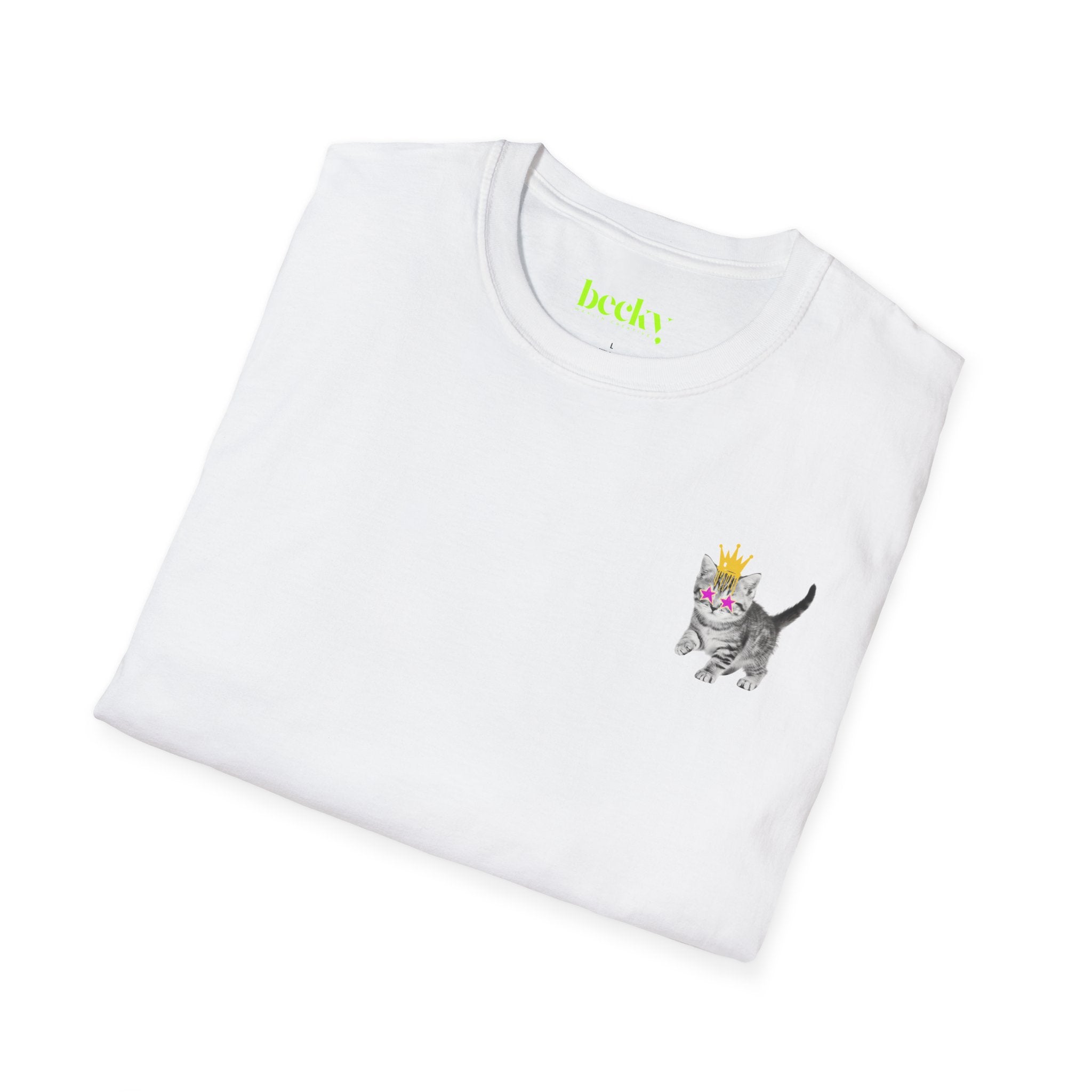 Party Kitten Graphic Tee | King Cat with Crown & Star Sunglasses | Premium Soft