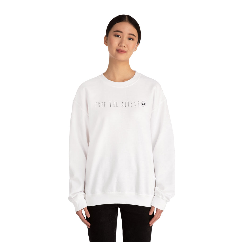 Free the Aliens sweatshirt | minimalist UFO illustration
